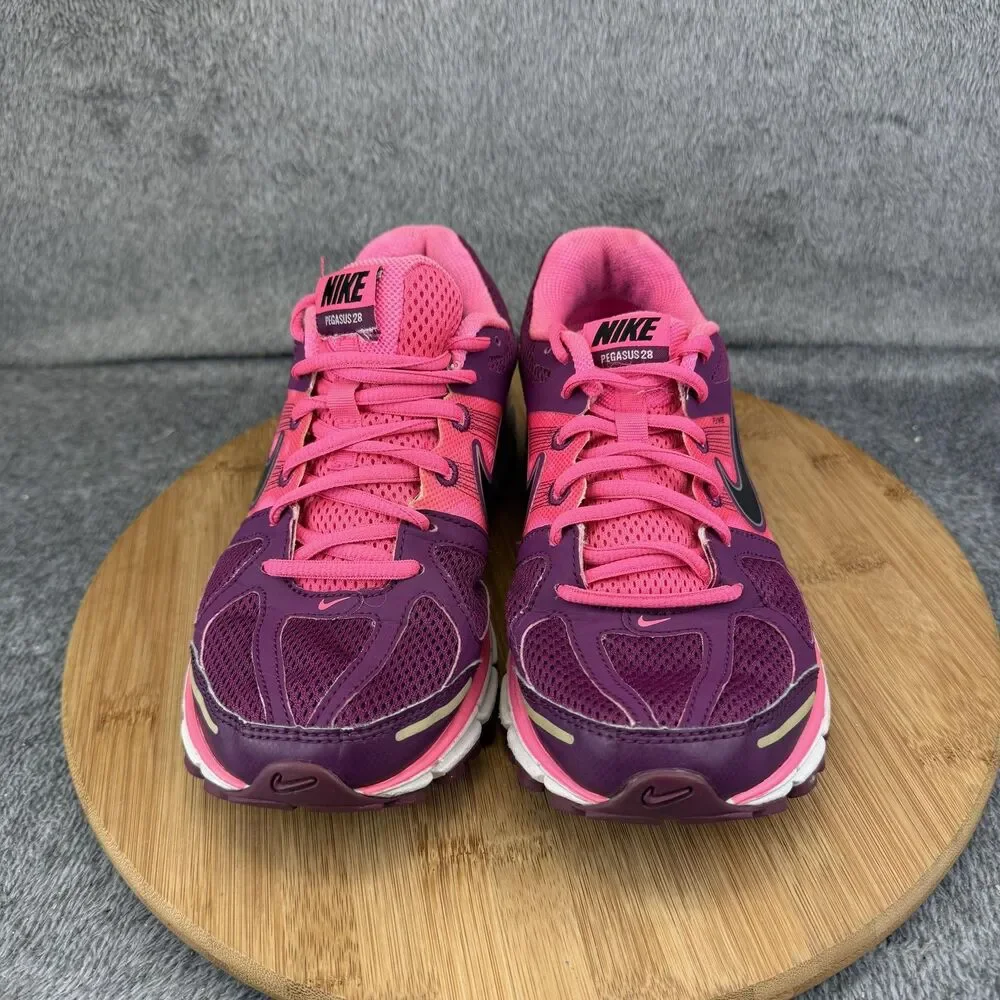 Nike Pegasus 28 Shoes Girls Size 7 Pink Purple Mesh Running Sneakers 443802-506